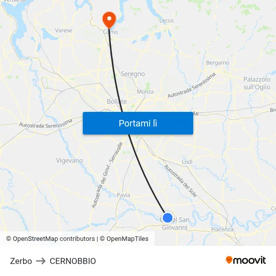Zerbo to CERNOBBIO map