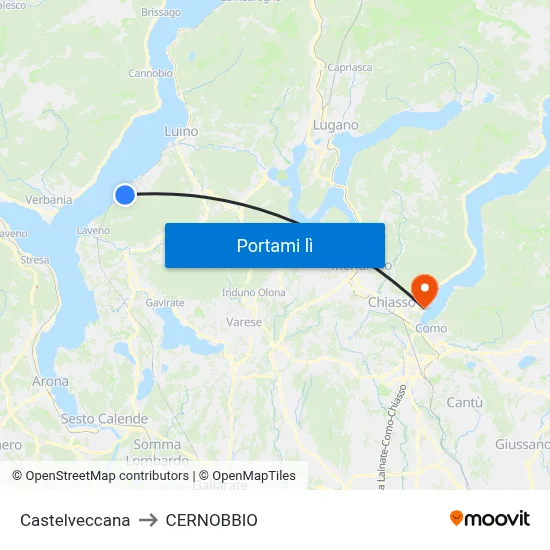Castelveccana to CERNOBBIO map