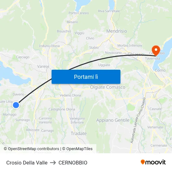 Crosio Della Valle to CERNOBBIO map