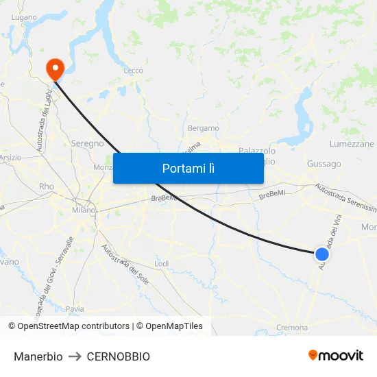 Manerbio to CERNOBBIO map