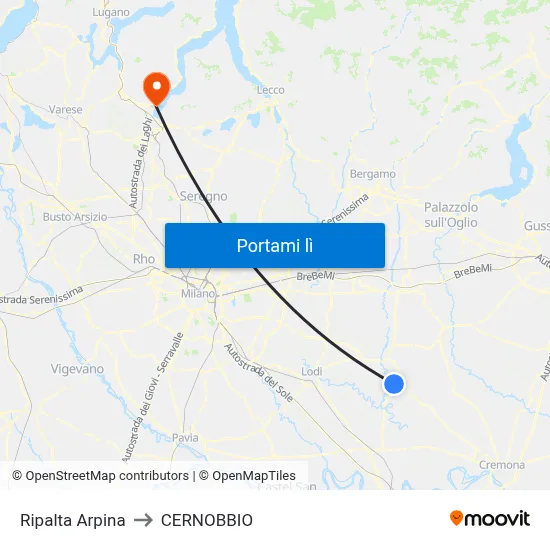 Ripalta Arpina to CERNOBBIO map
