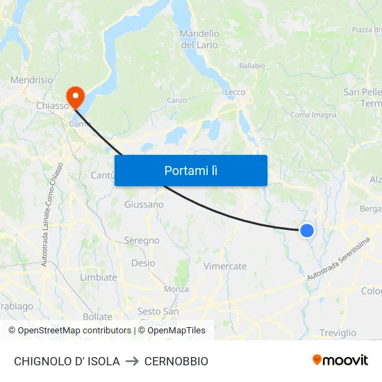 CHIGNOLO D' ISOLA to CERNOBBIO map
