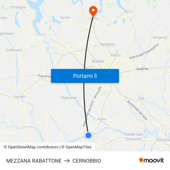 MEZZANA RABATTONE to CERNOBBIO map