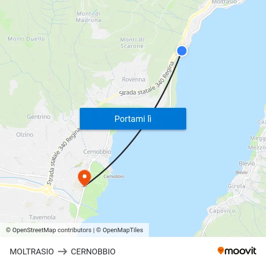 MOLTRASIO to CERNOBBIO map