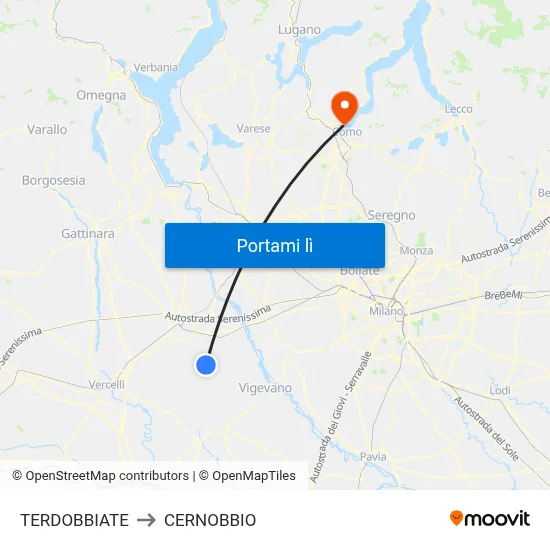 TERDOBBIATE to CERNOBBIO map