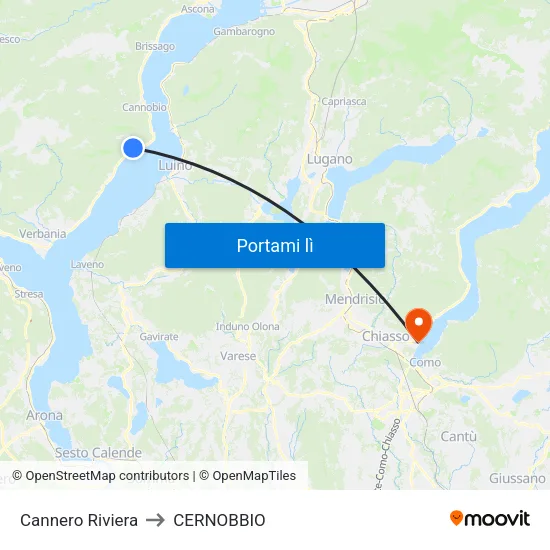 Cannero Riviera to CERNOBBIO map