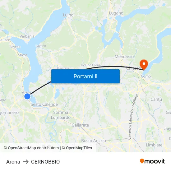 Arona to CERNOBBIO map