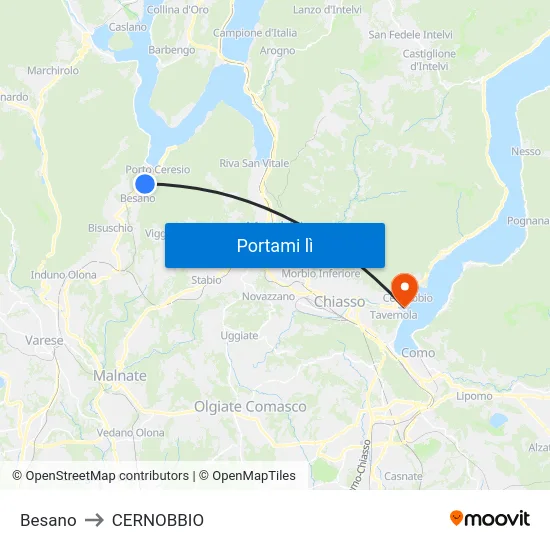 Besano to CERNOBBIO map