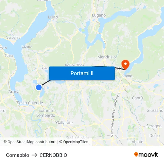 Comabbio to CERNOBBIO map