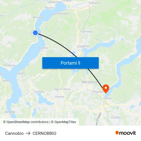 Cannobio to CERNOBBIO map
