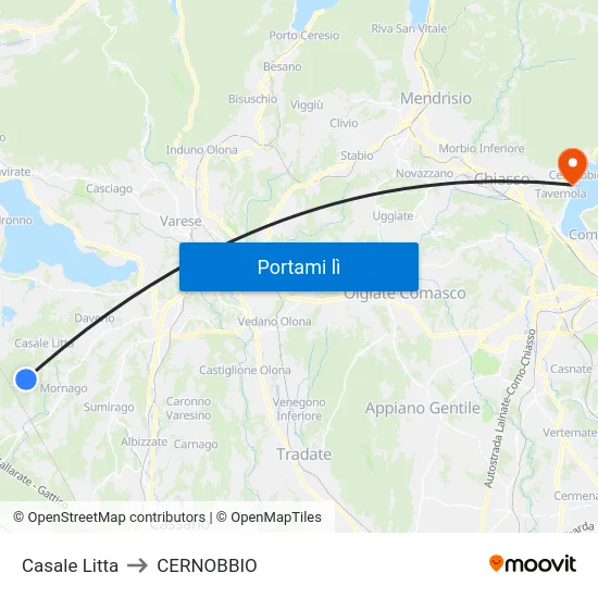 Casale Litta to CERNOBBIO map