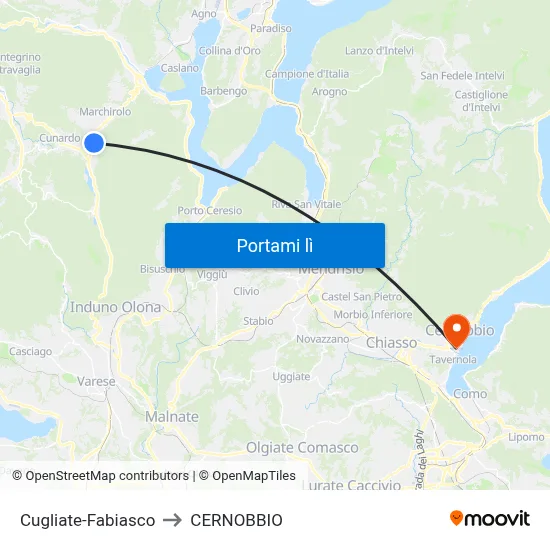 Cugliate-Fabiasco to CERNOBBIO map