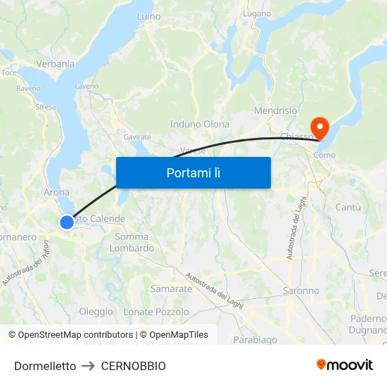 Dormelletto to CERNOBBIO map