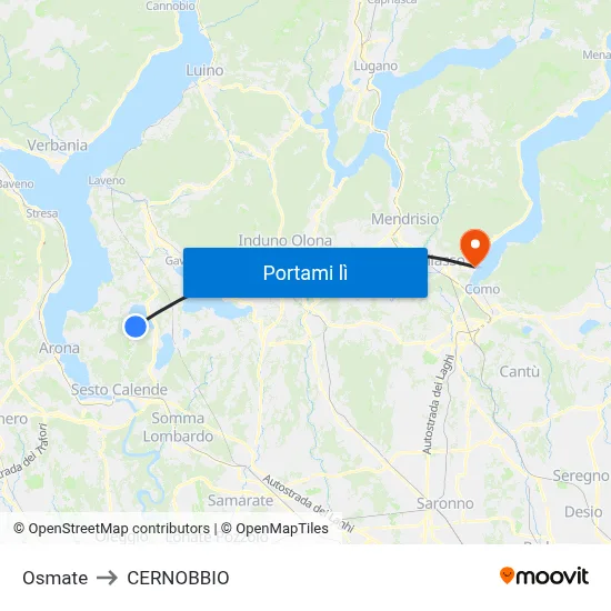 Osmate to CERNOBBIO map