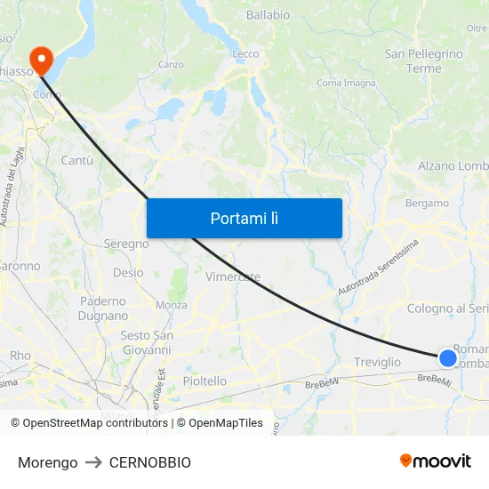 Morengo to CERNOBBIO map