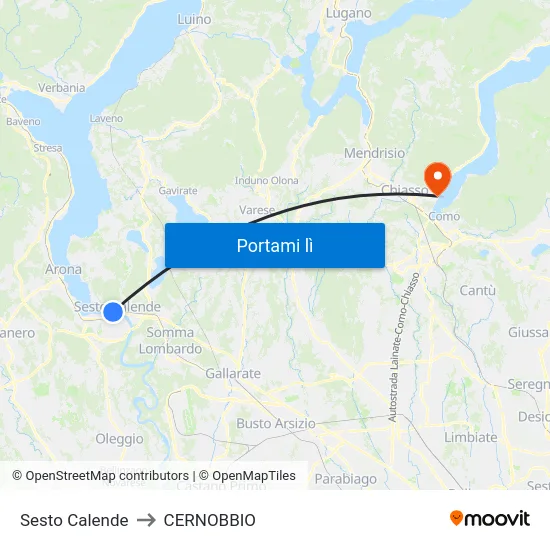 Sesto Calende to CERNOBBIO map