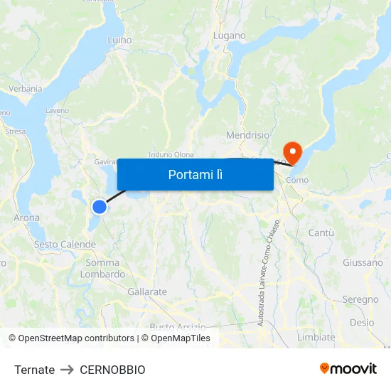 Ternate to CERNOBBIO map