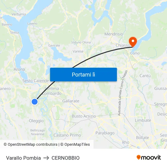 Varallo Pombia to CERNOBBIO map
