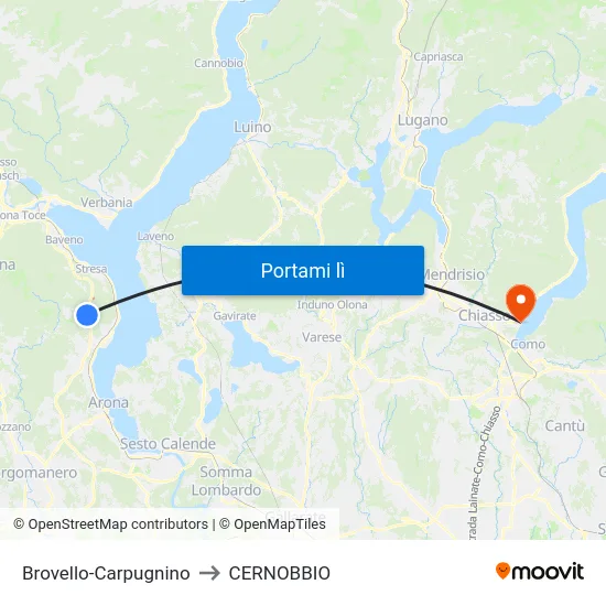 Brovello-Carpugnino to CERNOBBIO map