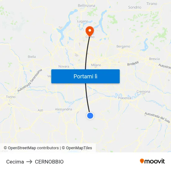 Cecima to CERNOBBIO map