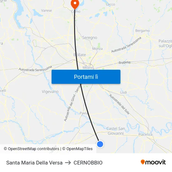 Santa Maria Della Versa to CERNOBBIO map