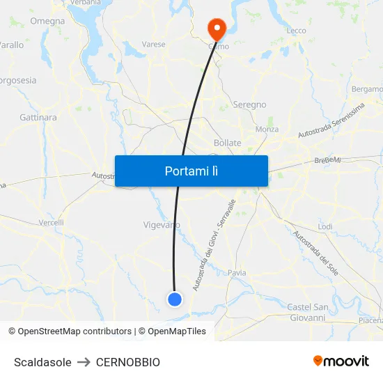 Scaldasole to CERNOBBIO map