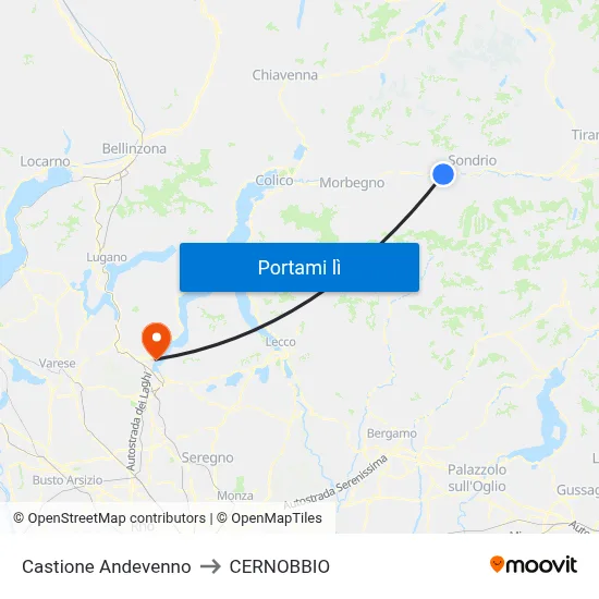 Castione Andevenno to CERNOBBIO map