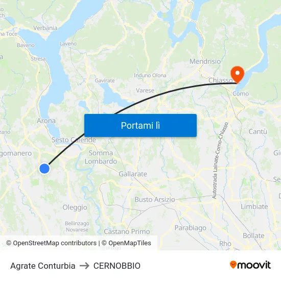 Agrate Conturbia to CERNOBBIO map
