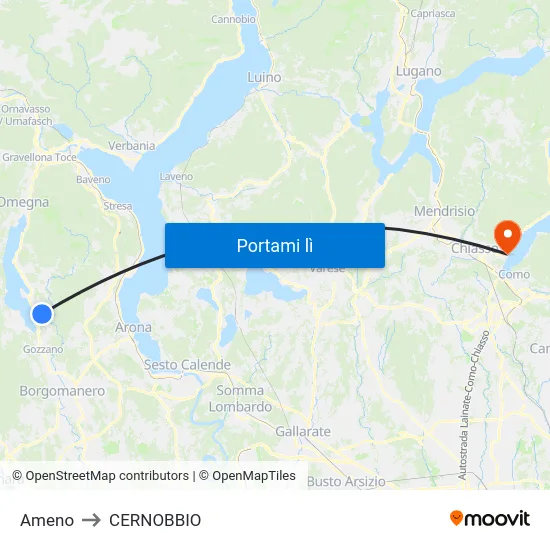 Ameno to CERNOBBIO map