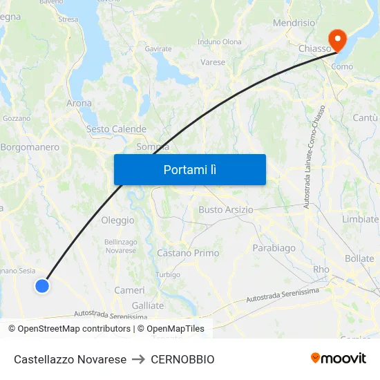 Castellazzo Novarese to CERNOBBIO map