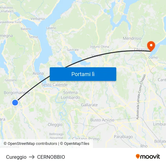 Cureggio to CERNOBBIO map