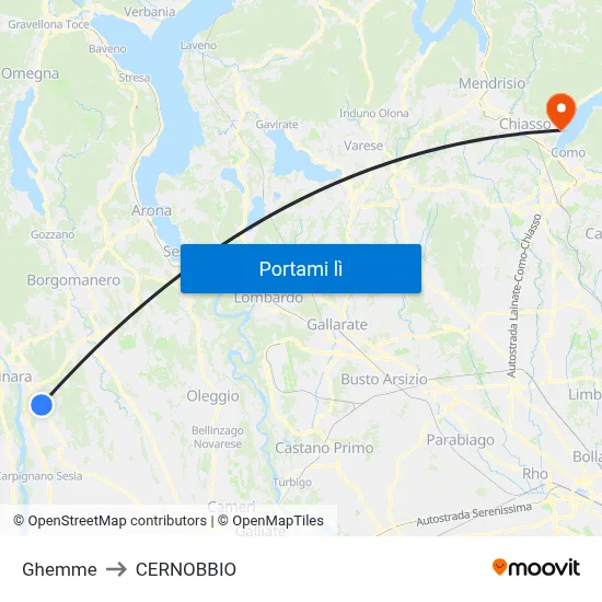 Ghemme to CERNOBBIO map