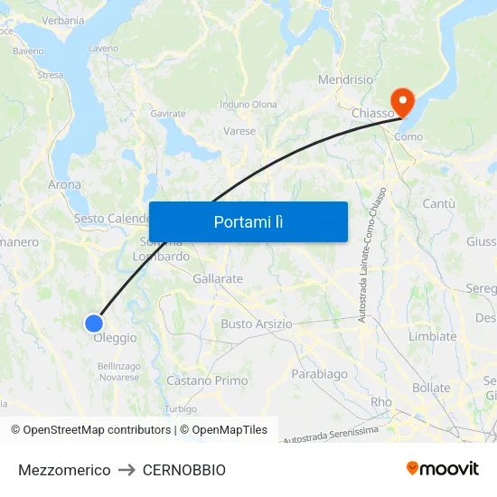 Mezzomerico to CERNOBBIO map