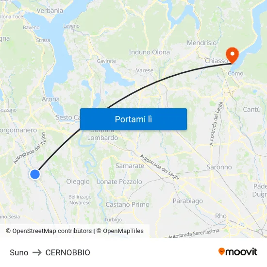 Suno to CERNOBBIO map