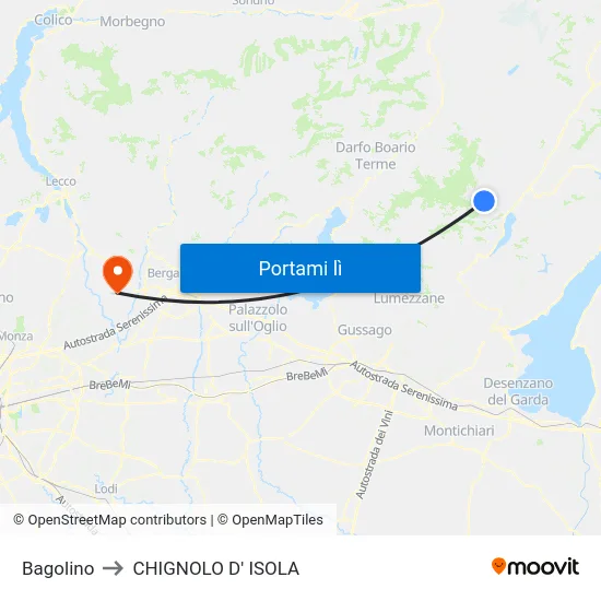 Bagolino to CHIGNOLO D' ISOLA map