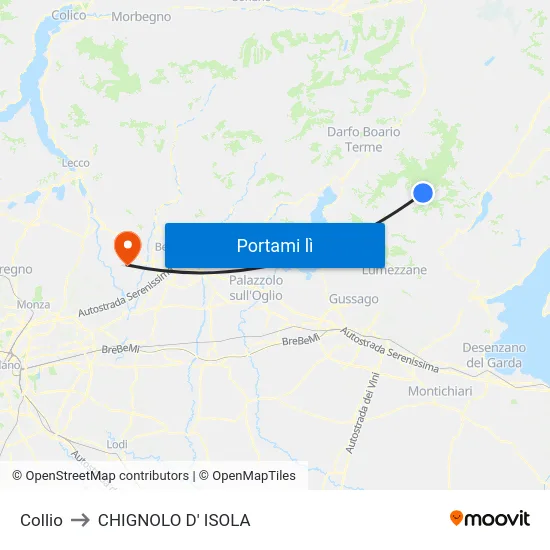 Collio to CHIGNOLO D' ISOLA map