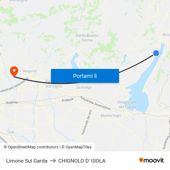 Limone Sul Garda to CHIGNOLO D' ISOLA map