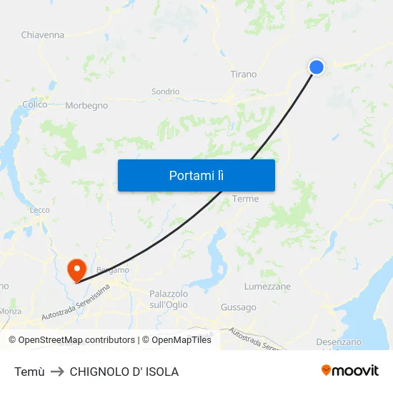 Temù to CHIGNOLO D' ISOLA map