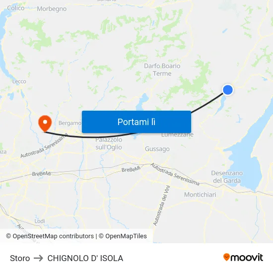 Storo to CHIGNOLO D' ISOLA map