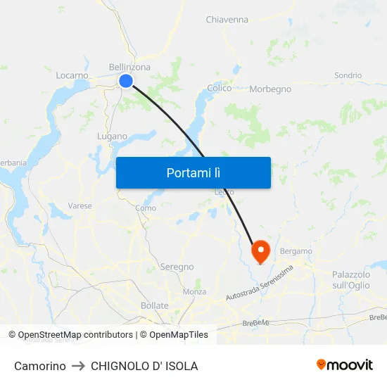 Camorino to CHIGNOLO D' ISOLA map