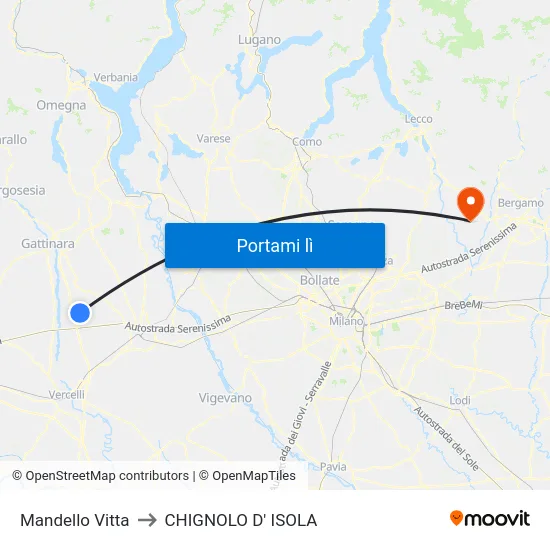 Mandello Vitta to CHIGNOLO D' ISOLA map