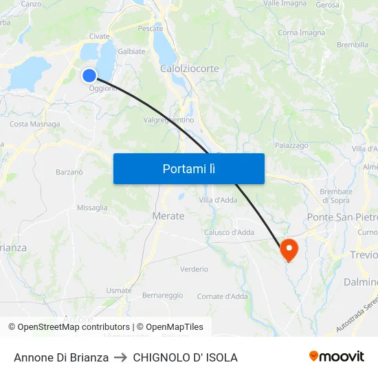 Annone Di Brianza to CHIGNOLO D' ISOLA map