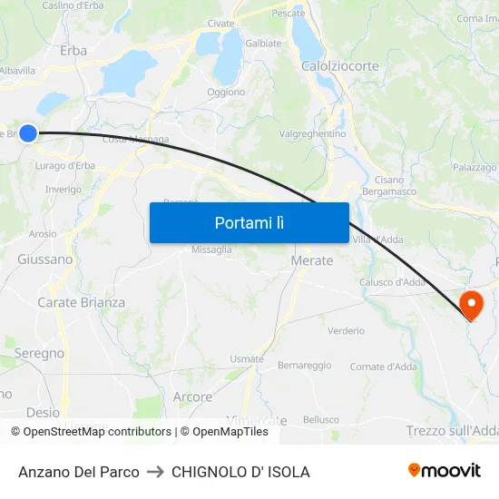 Anzano Del Parco to CHIGNOLO D' ISOLA map