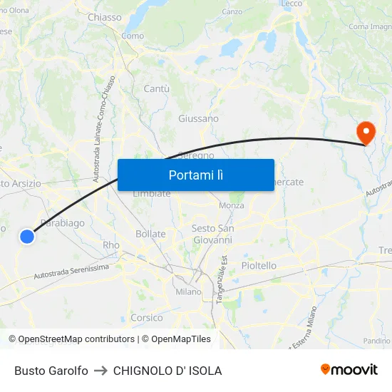 Busto Garolfo to CHIGNOLO D' ISOLA map