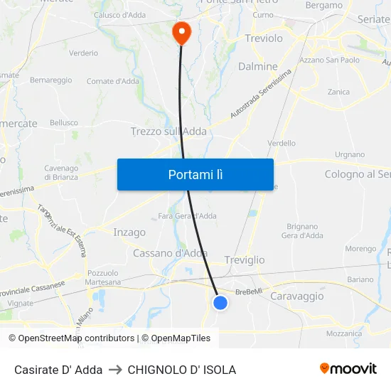 Casirate D' Adda to CHIGNOLO D' ISOLA map