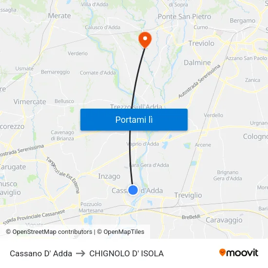 Cassano D' Adda to CHIGNOLO D' ISOLA map