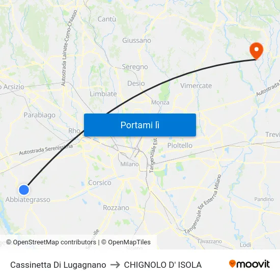 Cassinetta Di Lugagnano to CHIGNOLO D' ISOLA map