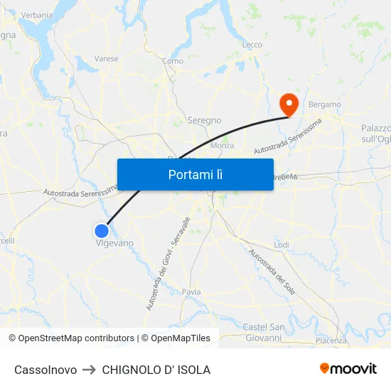 Cassolnovo to CHIGNOLO D' ISOLA map