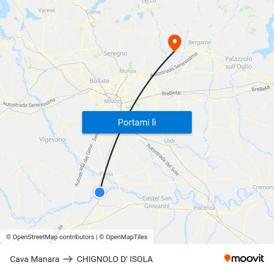 Cava Manara to CHIGNOLO D' ISOLA map