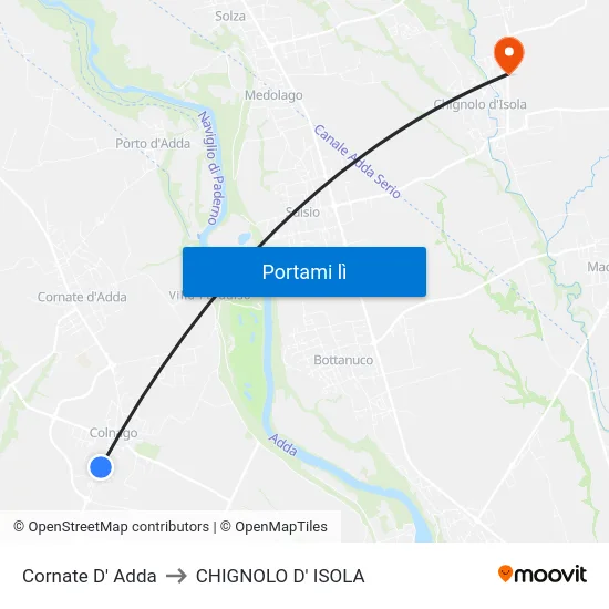Cornate D' Adda to CHIGNOLO D' ISOLA map